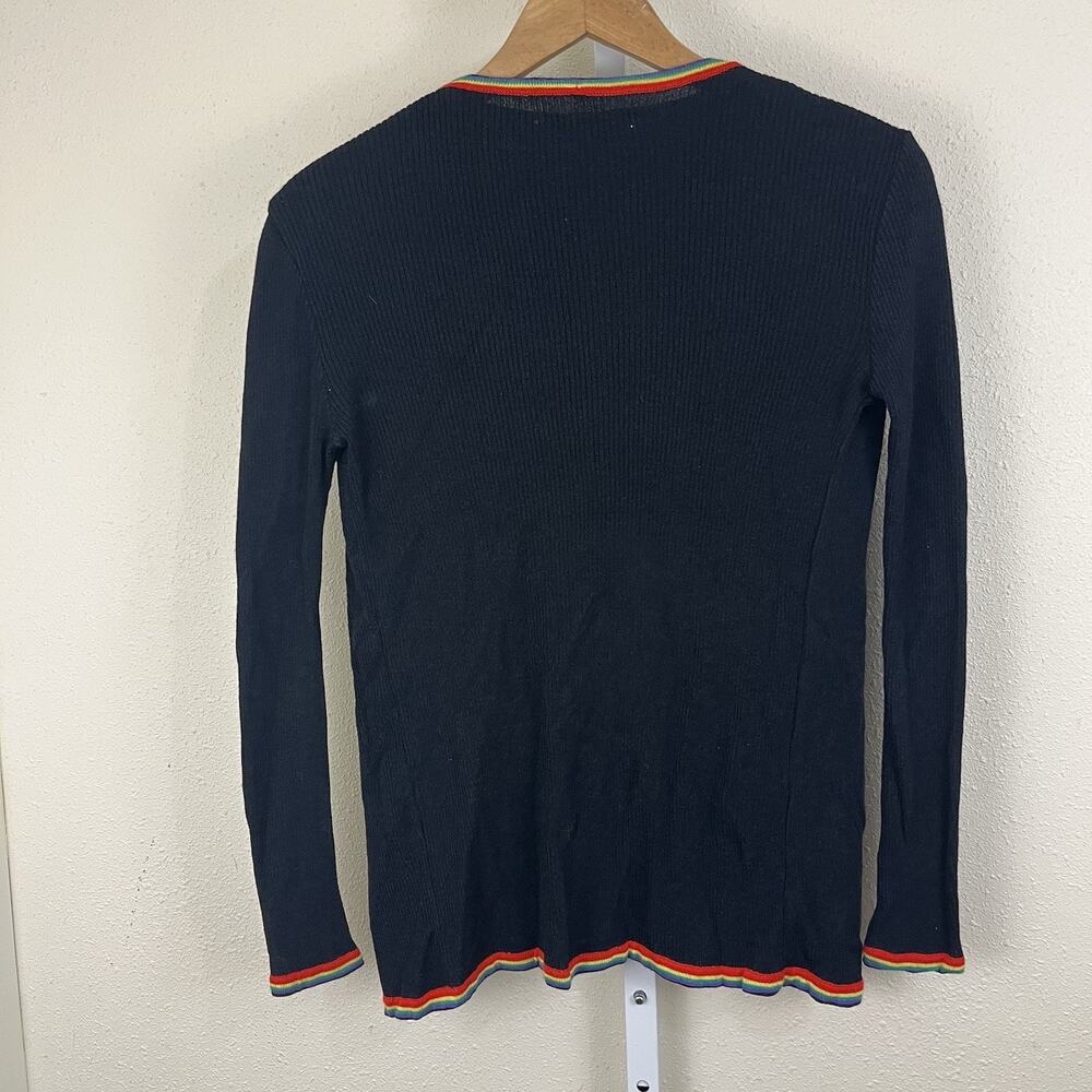 Saks Fifth Avenue Vintage Rainbow Trim Top Sweater Set Womens S Small Italy - Picture 4 of 7